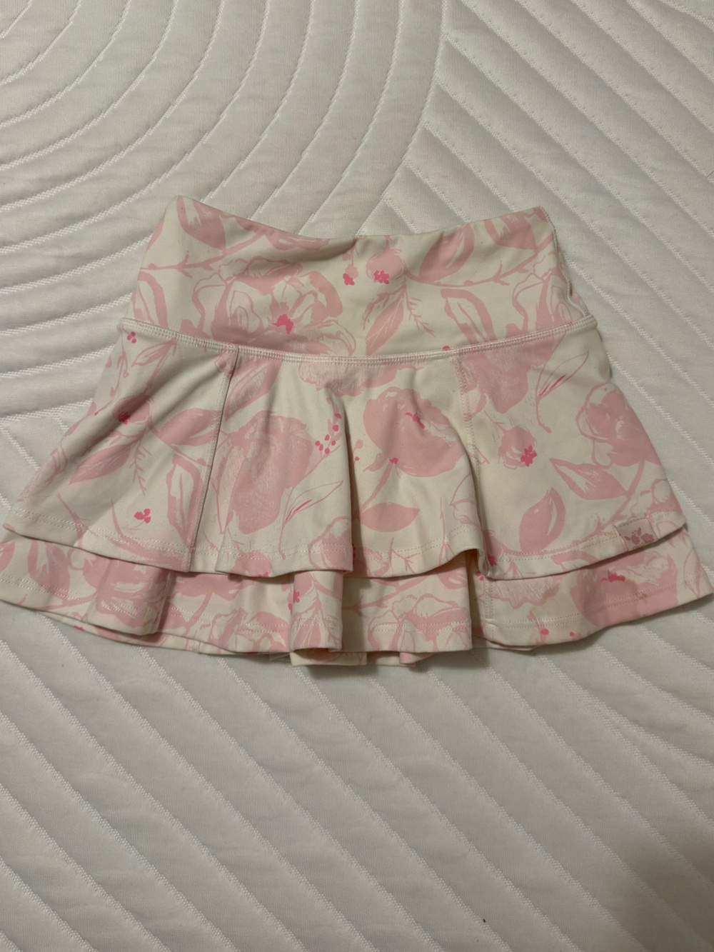 SweetHoney Pink and Cream Girls Floral Layered Active Skort